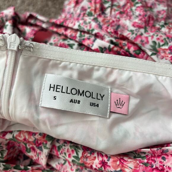 Hello Molly Ruffled Out Dress Mini Sz Small Floral - Picture 11 of 12